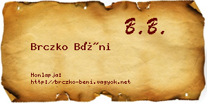 Brczko Béni névjegykártya